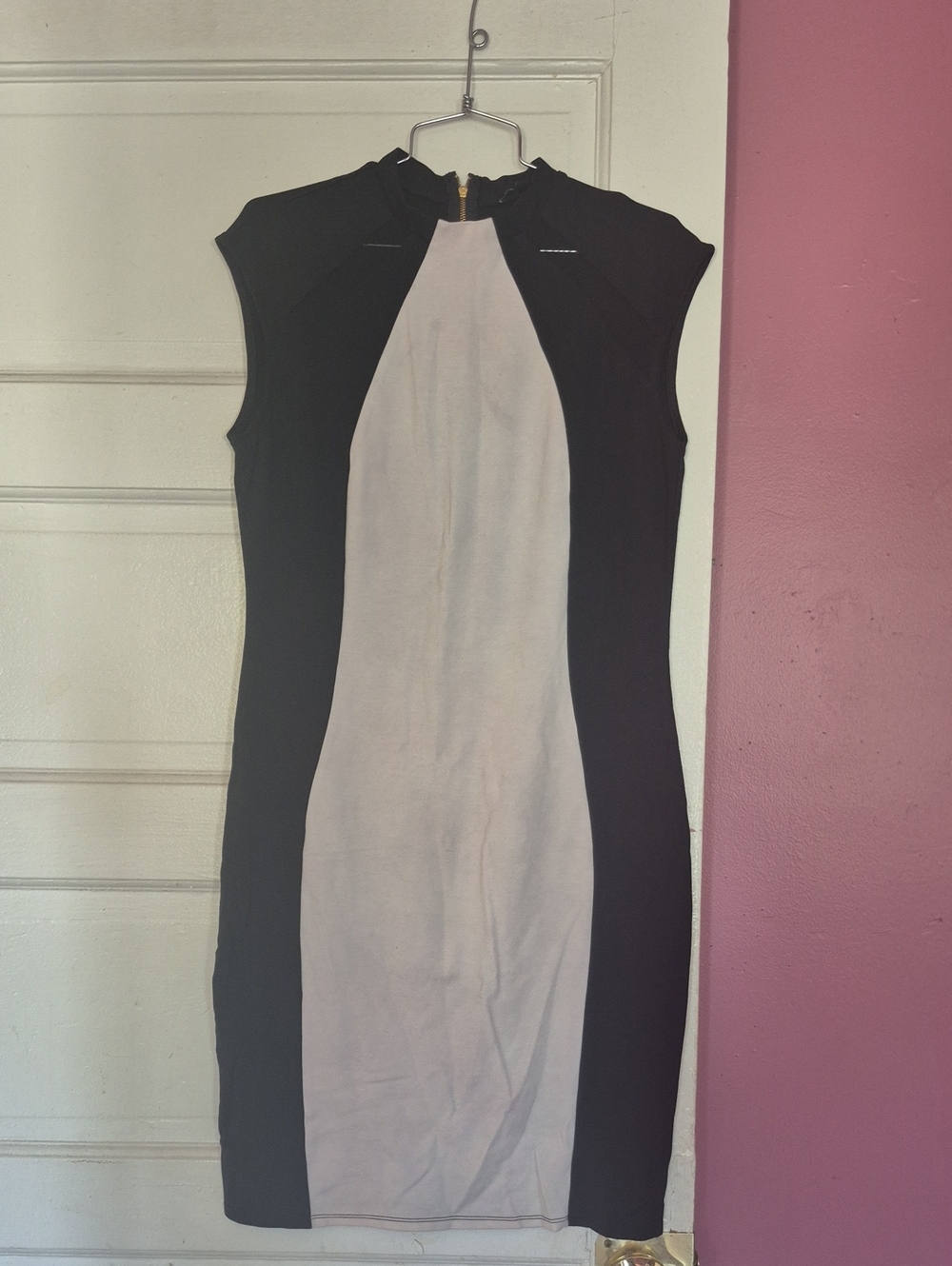 Fashion Nova Black and White Colorblock Midi Dress